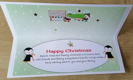 Crazy Christmas Puddings taking the Christmas tree home NIECE AND FAMILY large dl insert by Honorscard Appleby