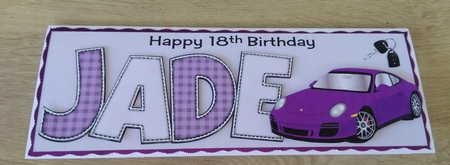 Purple Porsche JADE 18th large dl by Honorscard Appleby