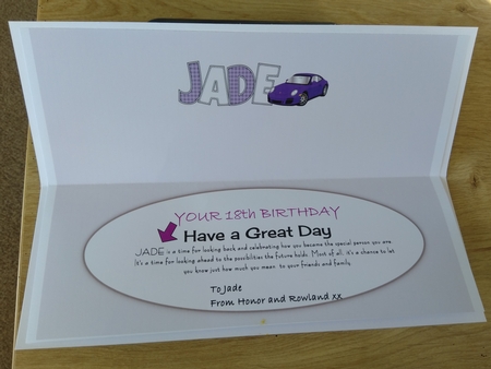 Purple Porsche JADE large dl insert by Honorscard Appleby