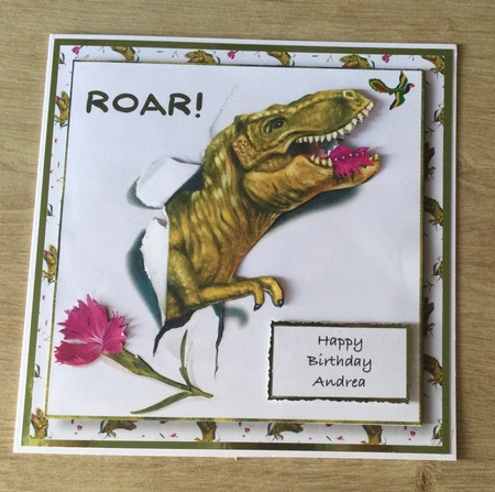 Roar! T-Rex Flower Birthday by Honorscard Appleby