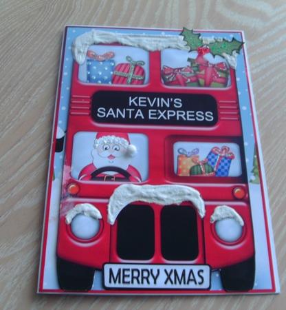 Xmas Santa Express Kevin A5 Quick Card N 3D Decoupage by Honorscard Appleby