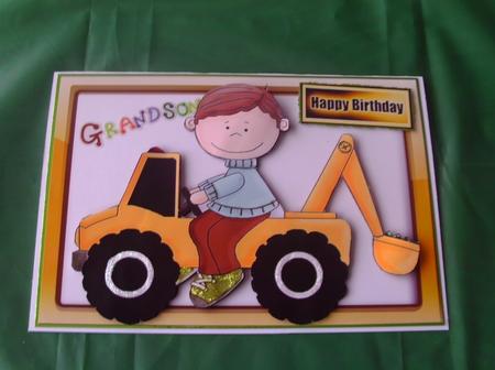 Boys Toys a Digger in Yellow Glass Frame by Honorscard Appleby