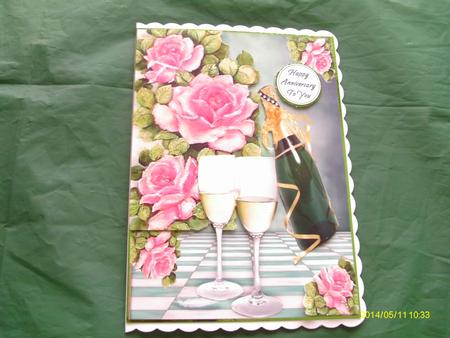 Champagne with Cascading Pink Roses by Honorscard Appleby