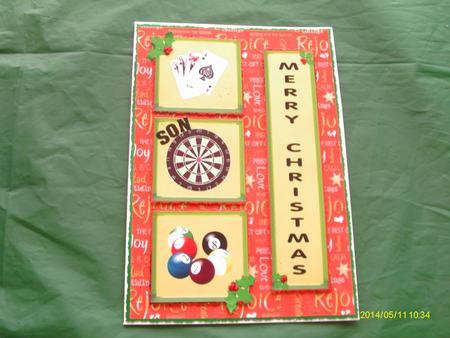 Pub Games Christmas Themed Decoupage Card by Honorscard Appleby