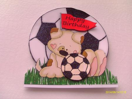 Footie Pup Birthday Shaped Card by Honorscard Appleby