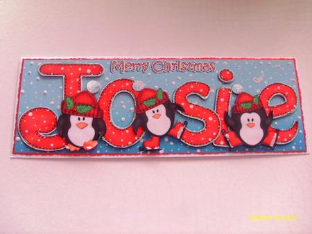Xmas Josie Penguins Large Dl & 3D Decoupage by Honorscard Appleby