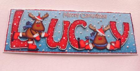 Xmas Lucy Rudolph Large Dl & 3D Decoupage by Honorscard Appleby