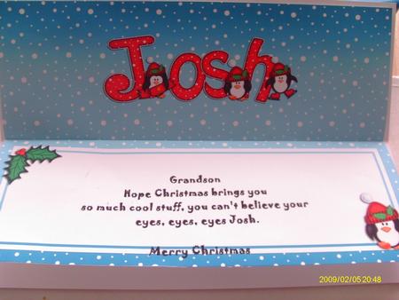 Xmas Josh Matching Large Dl Insert by Honorscard Appleby