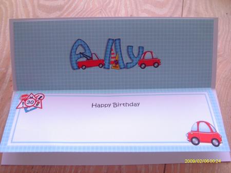 Birthday Ally Cars Large Dl Matching Large Dl Insert by Honorscard Appleby