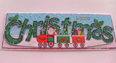 Large Dl Christmas Santa's Train Quick Card 3D Decoupage by Honorscard Appleby