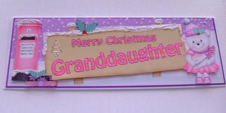 Xmas Granddaughter Teddy Signpost Lge Dl Easicut Decoupage by Honorscard Appleby