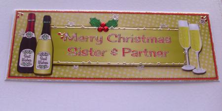 Christmas Champagne Sister & Partner Large Dl by Honorscard Appleby