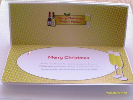Christmas Champagne Sister & Partner Large Dl Insert by Honorscard Appleby