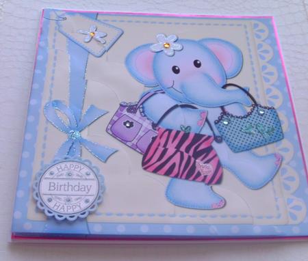 8 x 8 Lola Elephant Goes Shopping Scalloped Corner Kit by Honorscard Appleby