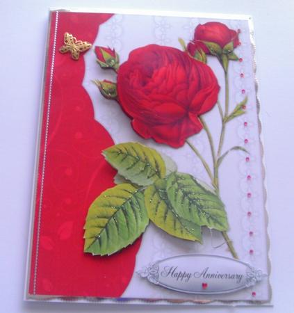 Splendid Red Roses - Decoupage Card by Honorscard Appleby