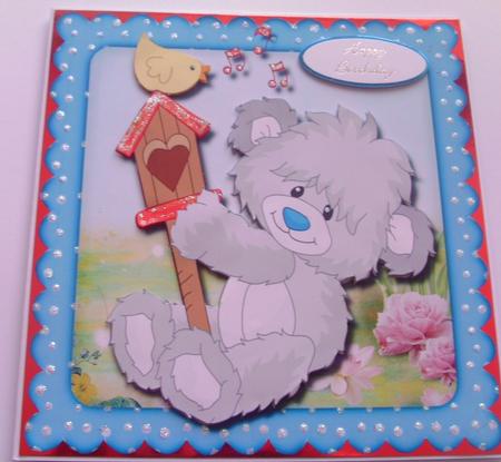 Eljie Bear with the Birds House by Honorscard Appleby