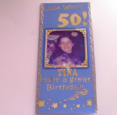 Add a Photo 50th Birthday Card with Easy Fold Frame by Honorscard Appleby