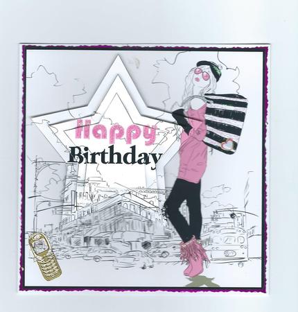 Fashion Girl Birthday Topper / Card Front by Honorscard Appleby