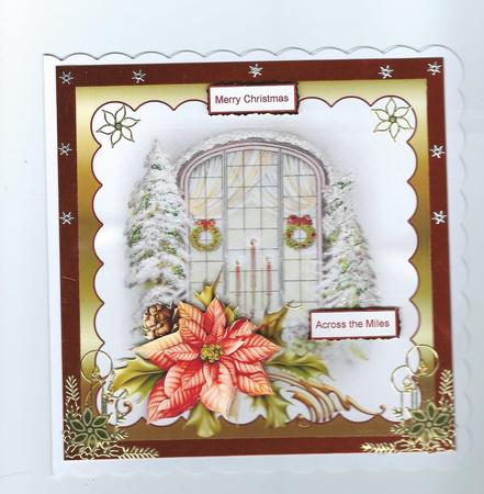 Christmas Window 6x6 Card with Decoupage by Honorscard Appleby