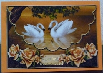 Swans and Roses Envelope Card with Decoupage by Ine Moren