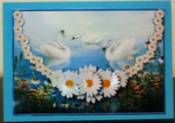 Swans and Daisies Envelope Card with Decoupage by Ine Moren