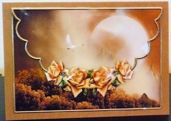 Flying Swan and Roses Envelope Card with Decoupage by Ine Moren