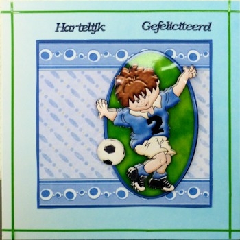 No. 1 Striker Blue Football Decoupage by Ine Moren