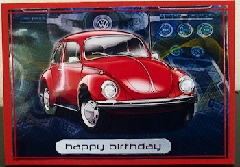 Happy Birthday Brother Volkswagen Beetle Classic Red by Ine Moren