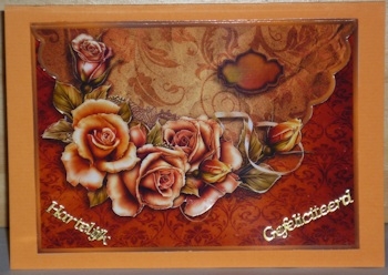 Autumn Roses Scalloped Edge Envelope Card by Ine Moren