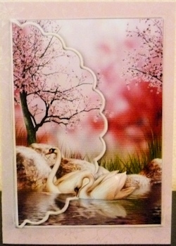 Swans in Love in the Orient Scalloped Edge Envelope Card by Ine Moren