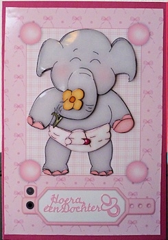 Sweet Baby Girl Elephant Decoupage by Ine Moren