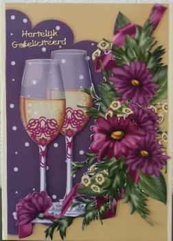 Champagne and Flower Bouquet Card Front by Ine Moren