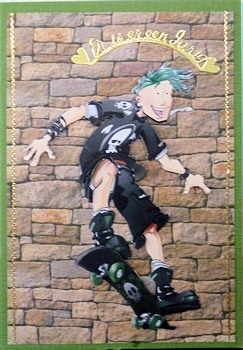 Skater Dude Green Decoupage Sheet by Ine Moren