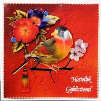 Beautiful Bird & Flower Card by Ine Moren