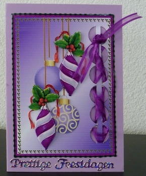 Woven Ribbon Card - Purple Baubles by Ine Moren