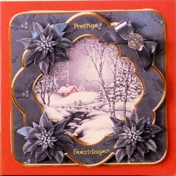 Winter Walk Black Christmas Fancy 8in Decoupage Cf Kit by Ine Moren