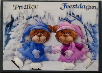 Skating Bears in Pink and Blue by Ine Moren