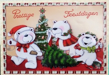 Getting Ready for Christmas Card Front Decoupage by Ine Moren
