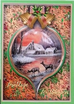 Christmas Sunset Pyramid Card Front by Ine Moren