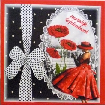 Grace and the Red Poppy's Card Topper by Ine Moren