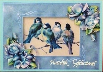 Beautiful Blue Tits & Porcelain Roses by Ine Moren