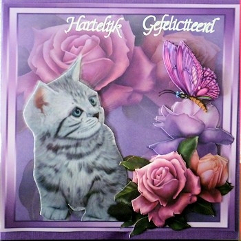 Cute Grey Kitten with Spring Rose's 8x8 Mini Kit by Ine Moren