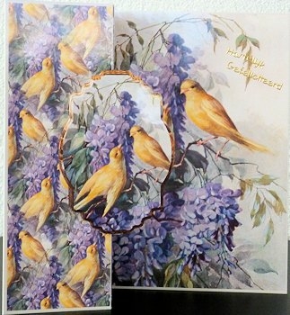 Love Birds and Lilac Fold Back Card and Toppers by Ine Moren
