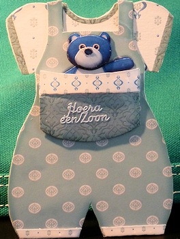 Baby Romper Shaped Card Blue Bear by Ine Moren