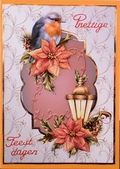 Robin and a Lamp Card with Decoupage by Ine Moren