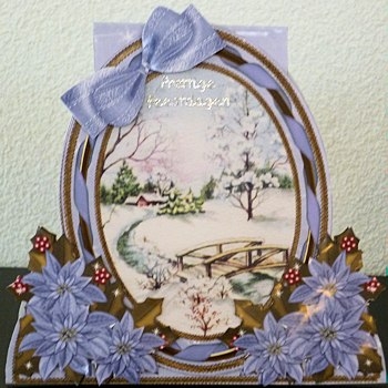 Blue Snowscene Special Large Oval Card Mini Kit by Ine Moren