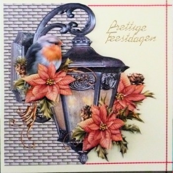 Mini Kit Christmas Lantern,robin & Poinsettias by Ine Moren