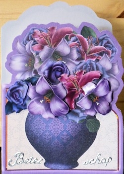 Pot of Roses and Lilies Shaped Card Mini Kit by Ine Moren