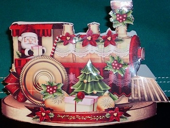 Christmas Gift Train with Little Red Poinsettias by Ine Moren