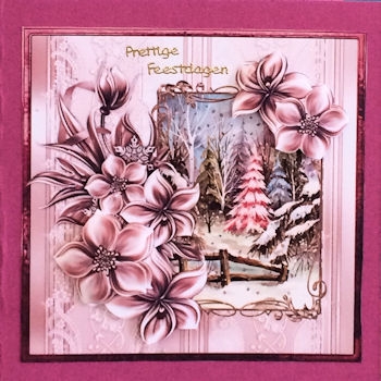 Magical Christmas 7x7 Card with Decoupage by Ine Moren